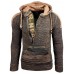 Mens Letter Pattern Zipper Front Hooded Sweaters With Pocket