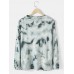 Mens Tie Dye Print Knit Rib Round Neck Relaxed Fit Sweaters