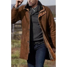 MENS MID-LENGTH LOOSE WOOL BLEND COAT