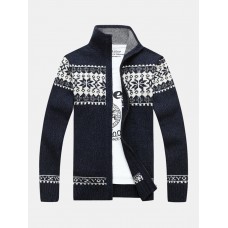 Mens Tribal Print Long Sleeve Vintage Long Sleeve Knitting Sweater Jacket