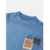 Mens Letter Label Print Round Neck Drop Shoulder Pullover Knitted Sweaters